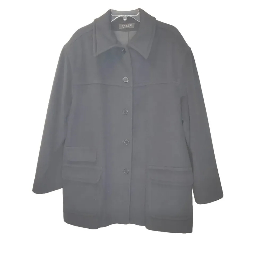 Vintage Overcoat Cashmere Lambs Wool Cargo Jacket Button Plus 20W Preppy